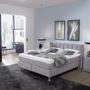 Boxspringbett EM Select – Liegefläche ca. 180×200 cm, Stoff, silber