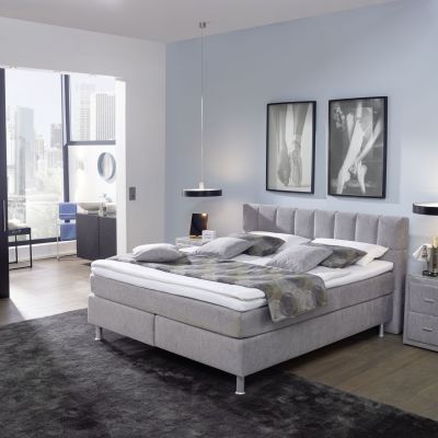Boxspringbett EM Select – Liegefläche ca. 180×200 cm, Stoff, silber