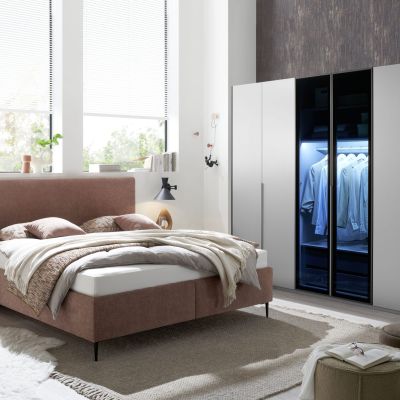 Drehtürenschrank EM Lascala 6-türig – B. ca. 300 cm, seidengrau, Glas