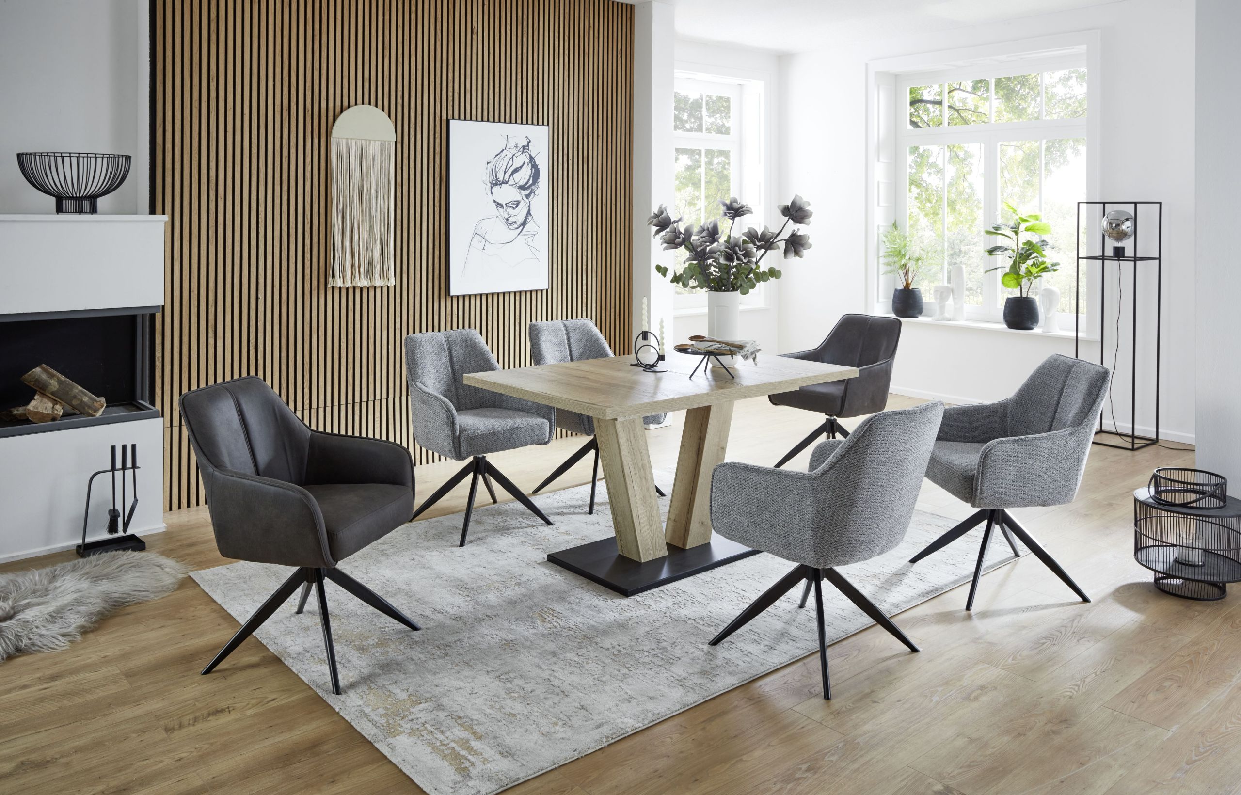 Stuhl EM Simuni – Stoff, grau