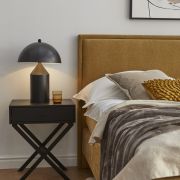 Boxspringbett Valencia – Liegefläche ca. 180×200 cm, Stoff, Senfgelb