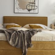 Boxspringbett Valencia – Liegefläche ca. 180×200 cm, Stoff, Senfgelb