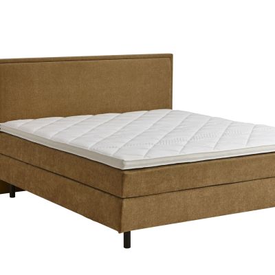 Boxspringbett Valencia – Liegefläche ca. 180×200 cm, Stoff, Senfgelb