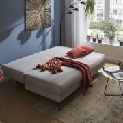 Schlafsofa Salema – 3-Sitzer mit Schlaffunktion (Liegefläche ca. 150x200cm), Stoff, Hellgrau