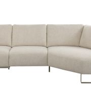 Ecksofa Leona – 2,5-Sitzer mit Ecke rechts inkl. Relaxfunktion motorisch, Stoff, Creme