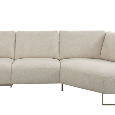 Ecksofa Leona – 2,5-Sitzer mit Ecke rechts, Stoff, Creme
