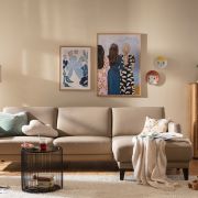 Ecksofa Matero – 2,5-Sitzer mit Longchair rechts inkl. Relaxfunktion motorisch, Leder, Taupe