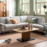 Ecksofa Matero – 2-Sitzer mit Ecke rechts inkl. Relaxfunktion motorisch und Sitzvorzug, Stoff, Hellgrau