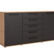 Kommode Viana – Balkeneiche furniert, Anthrazit