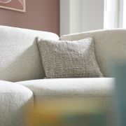 Ecksofa Leona – 2,5-Sitzer mit Ecke rechts, Stoff, Creme