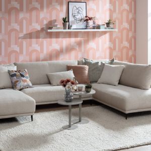 Wohnlandschaft Solero 2.0 – Longchair mit 2-Sitzer und Ecke rechts, Stoff, Natur