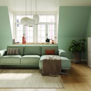 Ecksofa Benissa – 2,5-Sitzer mit Longchair rechts inkl. Sitztiefe und Rückenlehne verstellbar, Stoff, Mint