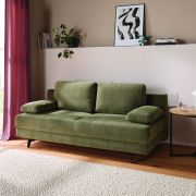 Schlafsofa Carmona – 2-Sitzer inkl. Schlaffunktion und Bettkasten, Stoff, Grün
