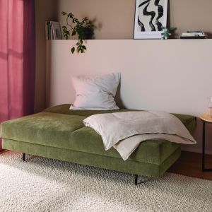 Schlafsofa Carmona – 2-Sitzer inkl. Schlaffunktion und Bettkasten, Stoff, Grün