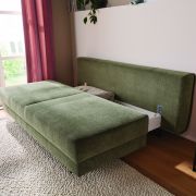 Schlafsofa Carmona – 2-Sitzer inkl. Schlaffunktion und Bettkasten, Stoff, Grün
