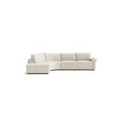 Ecksofa Almeria – Rundecke und Abschlussteil mit 2-Sitzer rechts, Stoff, Offwhite