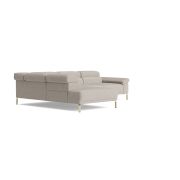 Ecksofa Bolonia – Ecke und Abschlussteil mit 2-Sitzer rechts inkl. Armlehne klappbar, Kopfteile und Rückenlehnen verstellbar, Stoff, Graubeige