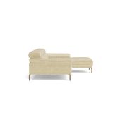 Ecksofa Bolonia – 2-Sitzer mit Longchair rechts inkl. Rückenlehne- und Kopfteilverstellung, Stoff, Cappuccino