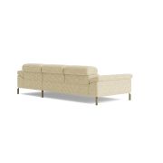 Ecksofa Bolonia – 2-Sitzer mit Longchair rechts inkl. Rückenlehne- und Kopfteilverstellung, Stoff, Cappuccino