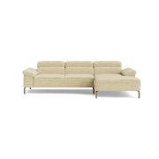 Ecksofa Bolonia – 2-Sitzer mit Longchair rechts inkl. Rückenlehne- und Kopfteilverstellung, Stoff, Cappuccino