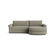 Ecksofa Almeria – 1,75-Sitzer mit runden Longchair rechts, Stoff, Schlammgrün