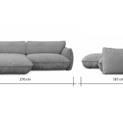 Ecksofa Fluffy – Longchair mit 2,5-Sitzer rechts inkl. Rückenlehne verstellbar, Stoff, Taupe