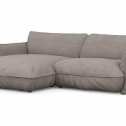 Ecksofa Fluffy – Longchair mit 2,5-Sitzer rechts inkl. Rückenlehne verstellbar, Stoff, Taupe