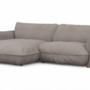 Ecksofa Fluffy – Longchair mit 2,5-Sitzer rechts inkl. Rückenlehne verstellbar, Stoff, Taupe
