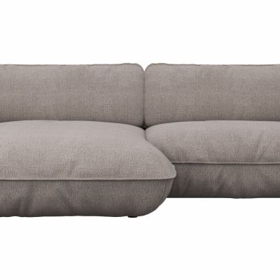 Ecksofa Fluffy – Longchair mit 2,5-Sitzer rechts inkl. Rückenlehne verstellbar, Stoff, Taupe