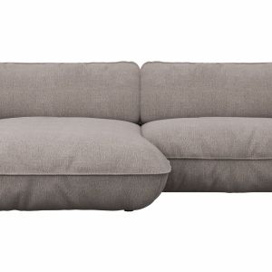 Ecksofa Fluffy – Longchair mit 2,5-Sitzer rechts inkl. Rückenlehne verstellbar, Stoff, Taupe