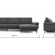 Ecksofa Gotera – 1,5-Sitzer med + 1,5-Sitzer med mit Longchair groß rechts inkl. Schlaffunktion (teilmotorisch), Armlehne klappbar, Rückenlehne verstellbar  und einmal Relaxfunktion (teilmotorisch), Stoff, Creme