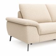 Ecksofa Gotera – 1,5-Sitzer med + 1,5-Sitzer med mit Longchair groß rechts inkl. Schlaffunktion (teilmotorisch), Armlehne klappbar, Rückenlehne verstellbar  und einmal Relaxfunktion (teilmotorisch), Stoff, Creme