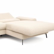 Ecksofa Gotera – 1,5-Sitzer med + 1,5-Sitzer med mit Longchair groß rechts inkl. Schlaffunktion (teilmotorisch), Armlehne klappbar, Rückenlehne verstellbar  und einmal Relaxfunktion (teilmotorisch), Stoff, Creme