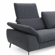 Ecksofa Gotera – 1,5-Sitzer med + 1,5-Sitzer med mit Longchair groß rechts inkl. Schlaffunktion (teilmotorisch), Armlehne klappbar, Rückenlehne verstellbar  und einmal Relaxfunktion (teilmotorisch), Stoff, Anthrazit