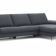 Ecksofa Gotera – 1,5-Sitzer med + 1,5-Sitzer med mit Longchair groß rechts inkl. Schlaffunktion (teilmotorisch), Armlehne klappbar, Rückenlehne verstellbar  und einmal Relaxfunktion (teilmotorisch), Stoff, Anthrazit