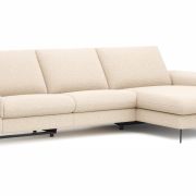 Ecksofa Gotera – 1,5-Sitzer med + 1,5-Sitzer med mit Longchair groß rechts inkl. Schlaffunktion (teilmotorisch), Armlehne klappbar, Rückenlehne verstellbar  und einmal Relaxfunktion (teilmotorisch), Stoff, Creme