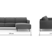 Ecksofa Leona – 3-Sitzer mit Longchair rechts inkl. Sitzvorzug motorisch, Stoff, Braungrün