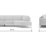 Ecksofa Leona – 2,5-Sitzer mit Ecke rechts inkl. Relaxfunktion motorisch, Stoff, Creme