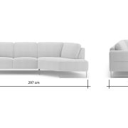 Ecksofa Leona – 2,5-Sitzer mit Ecke rechts, Stoff, Creme
