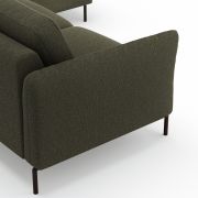 Ecksofa Leona – 3-Sitzer mit Longchair rechts inkl. Sitzvorzug motorisch, Stoff, Braungrün