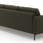 Ecksofa Leona – 3-Sitzer mit Longchair rechts inkl. Sitzvorzug motorisch, Stoff, Braungrün