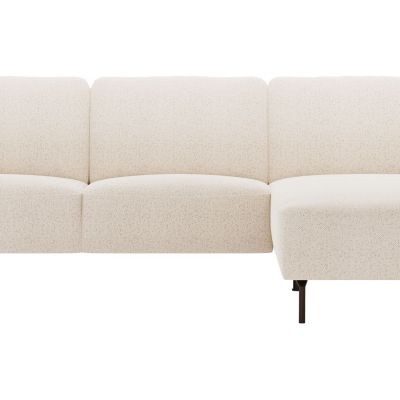 Ecksofa Leona – 3-Sitzer mit Longchair rechts inkl. Sitzvorzug motorisch, Stoff, Creme