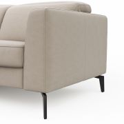 Ecksofa Rafaela 2.0 – Longchair mit 2,5-Sitzer rechts inkl. Sitzvorzug, Kopteilverstellung motorisch und Relaxfunktion motorisch im Longchair, Leder, Champagner