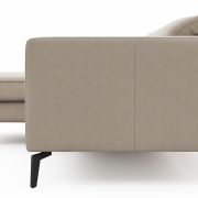 Ecksofa Rafaela 2.0 – Longchair mit 2,5-Sitzer rechts inkl. Sitzvorzug, Kopteilverstellung motorisch und Relaxfunktion motorisch im Longchair, Leder, Champagner