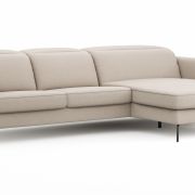 Ecksofa Rafaela 2.0 – 2,5-Sitzer mit Longchair rechts inkl. Sitzvorzug, Kopteilverstellung motorisch und Relaxfunktion motorisch im Longchair, Leder, Champagner