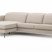 Ecksofa Rafaela 2.0 – Longchair mit 2,5-Sitzer rechts inkl. Sitzvorzug, Kopteilverstellung motorisch und Relaxfunktion motorisch im Longchair, Leder, Champagner