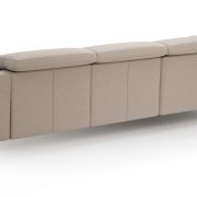 Ecksofa Rafaela 2.0 – Longchair mit 2,5-Sitzer rechts inkl. Sitzvorzug, Kopteilverstellung motorisch und Relaxfunktion motorisch im Longchair, Leder, Champagner