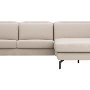 Ecksofa Rafaela 2.0 – 2,5-Sitzer mit Longchair rechts inkl. Sitzvorzug, Kopteilverstellung motorisch und Relaxfunktion motorisch im Longchair, Leder, Champagner