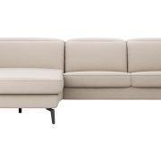 Ecksofa Rafaela 2.0 – Longchair mit 2,5-Sitzer rechts inkl. Sitzvorzug, Kopteilverstellung motorisch und Relaxfunktion motorisch im Longchair, Leder, Champagner