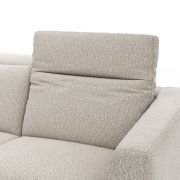 Ecksofa Rafaela 2.0 – Longchair mit 2,5-Sitzer rechts inkl. Sitzvorzug, Kopteilverstellung motorisch und Relaxfunktion motorisch im Longchair, Stoff, Champagner